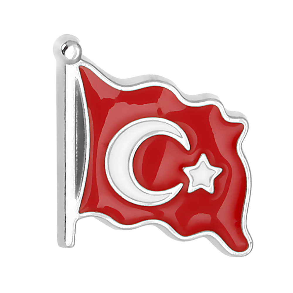 Türk Bayrağı Mineli Yaka Rozeti (İğneli)